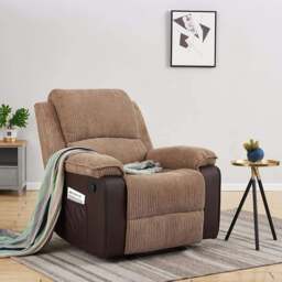Rackhams Preston Jumbo Cord Manual Recliner Armchair in Brown - Brown - thumbnail 2
