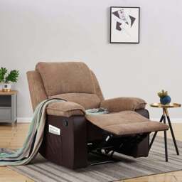 Rackhams Preston Jumbo Cord Manual Recliner Armchair in Brown - Brown - thumbnail 4
