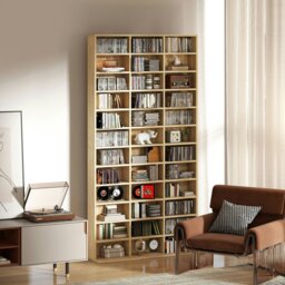 Rackhams DVD CD Media Storage Rack, Video Display Unit, Oak Tone - Rustic Brown - thumbnail 3