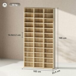 Rackhams DVD CD Media Storage Rack, Video Display Unit, Oak Tone - Rustic Brown - thumbnail 6