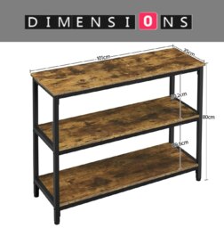 Rackhams 3 Tier Industrial Console Table - thumbnail 3