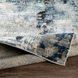 Rackhams Jolie-Abstract Blue Grey Beige Black Modern Marble Rug - 160cm_diameter - thumbnail 5