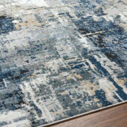 Rackhams Jolie-Abstract Blue Grey Beige Black Modern Marble Rug - 160cm_diameter - thumbnail 4