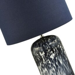 Rackhams Modern Navy Blue and Smoked Grey Marble Snowflake Glass Table Lamp with Shade - thumbnail 2