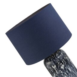 Rackhams Modern Navy Blue and Smoked Grey Marble Snowflake Glass Table Lamp with Shade - thumbnail 3