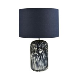 Rackhams Modern Navy Blue and Smoked Grey Marble Snowflake Glass Table Lamp with Shade - thumbnail 4