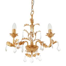 Rackhams French Inspired Satin Gold Chandelier Style Light with Crystal Drops - thumbnail 3