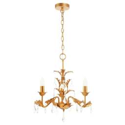 Rackhams French Inspired Satin Gold Chandelier Style Light with Crystal Drops - thumbnail 2