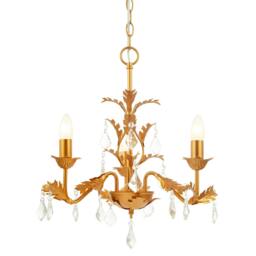 Rackhams French Inspired Satin Gold Chandelier Style Light with Crystal Drops - thumbnail 6