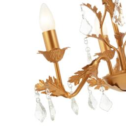 Rackhams French Inspired Satin Gold Chandelier Style Light with Crystal Drops - thumbnail 5
