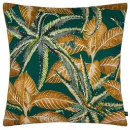 Rackhams Ebon Wilds Jahi Printed Cushion Cover - Emerald - 43cm x 43cm - Emerald - 100% Polyester