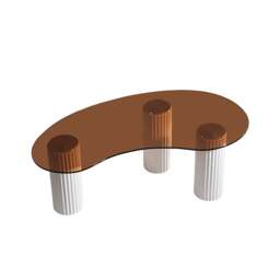 Rackhams Lunar Coffee Table, Glass - White Legs - Brown Top - thumbnail 5