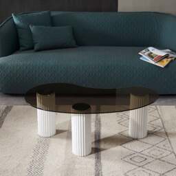 Rackhams Lunar Coffee Table, Glass - White Legs - Brown Top - thumbnail 4