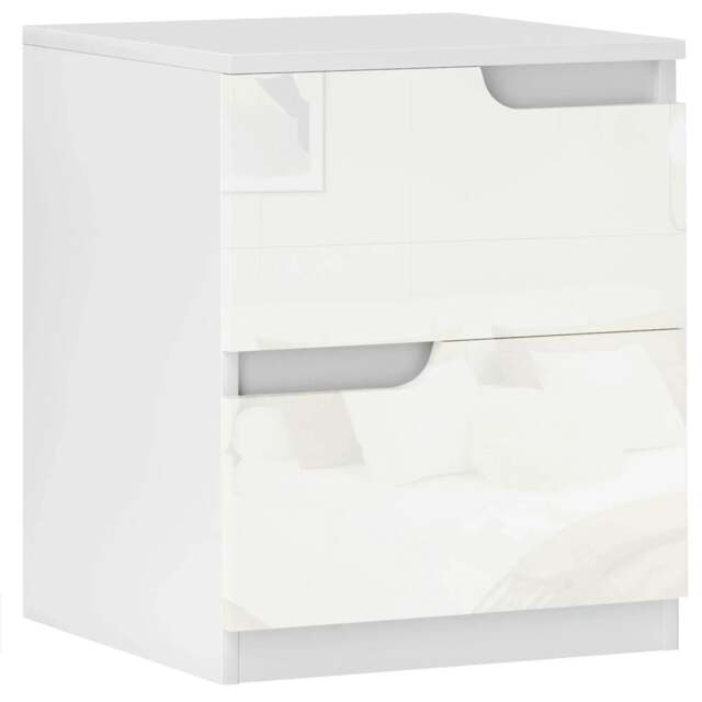 Rackhams High Gloss Bedside Table - White