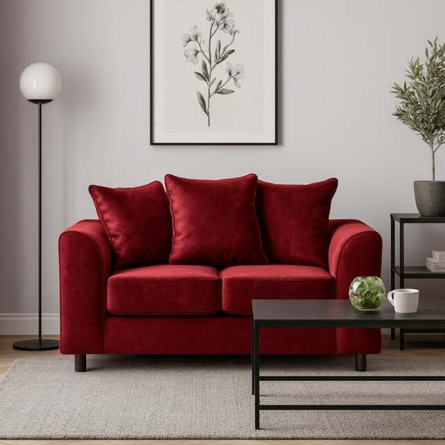 Rackhams Brooklyn Full Foam Plush Velvet 2 seater - Red - image 1