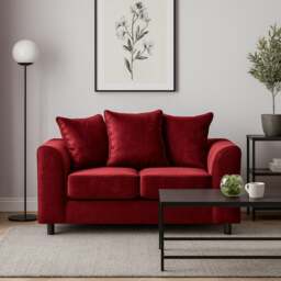 Rackhams Brooklyn Full Foam Plush Velvet 2 seater - Red - thumbnail 1