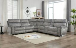 Rackhams Electric Recliner Sofa, Power Corner Recliner Corner Sofa Set 105–135 Degrees with Adjustable Backrest and Footrest - DARK GREY - 5 Seater w Console - thumbnail 2