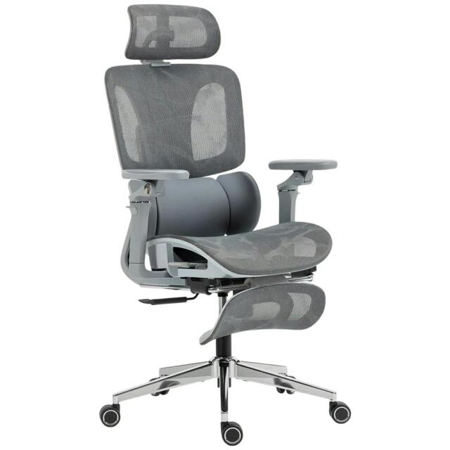 Rackhams Ergonomic Office Chair, High Back Mesh Desk Chair, Grey