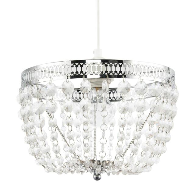 Rackhams Traditional Vintage Chrome Pendant Lighting Shade with Clear Acrylic - image 1