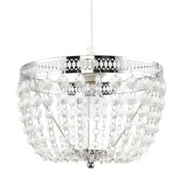 Rackhams Traditional Vintage Chrome Pendant Lighting Shade with Clear Acrylic - thumbnail 1