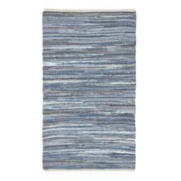 Rackhams Blue Denim Handwoven Striped Chindi Rug - 70 x 120 cm - thumbnail 2