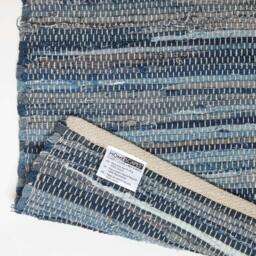 Rackhams Blue Denim Handwoven Striped Chindi Rug - 70 x 120 cm - thumbnail 5