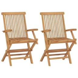 Rackhams Folding Garden Chairs 2 pcs Solid Teak Wood