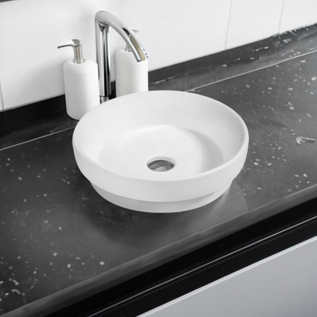 Rackhams 7375 Ceramic Vert Round Countertop Basin - White - Ceramic - One Size - image 1