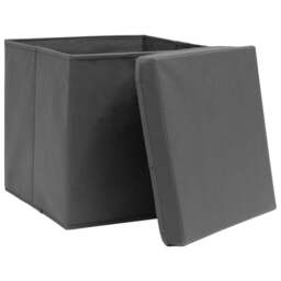 Rackhams Storage Boxes with Covers 4 pcs 28x28x28 cm Grey - thumbnail 3