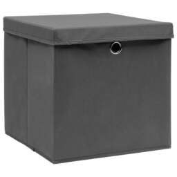Rackhams Storage Boxes with Covers 4 pcs 28x28x28 cm Grey - thumbnail 2
