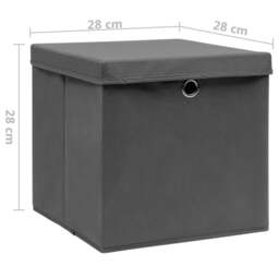 Rackhams Storage Boxes with Covers 4 pcs 28x28x28 cm Grey - thumbnail 6