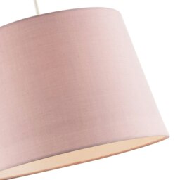Rackhams Blush Pink Cotton Fabric 12inch Drum Lampshade with White Cotton Inner - thumbnail 3