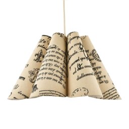 Rackhams Vintage France Theme Linen Pendant Shade with Black Scroll Wording - thumbnail 2