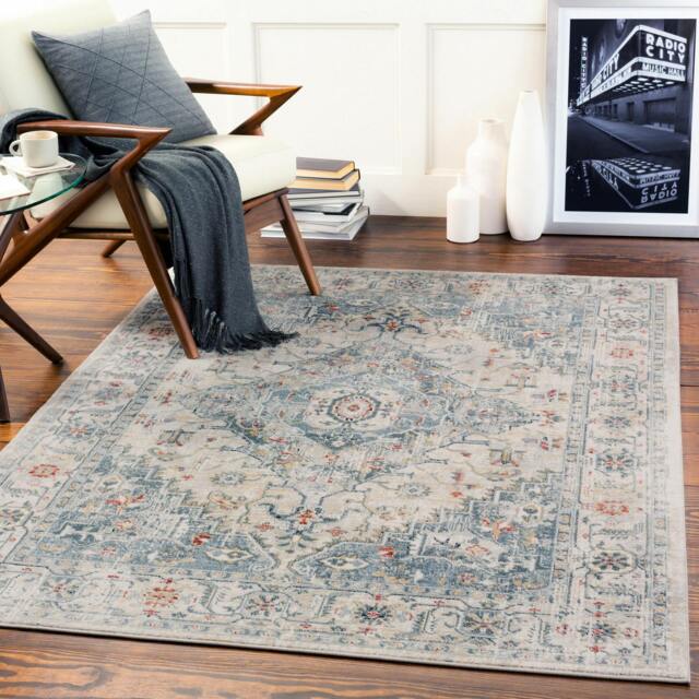 Rackhams Jolie-Vintage Blue Grey Ivory Burgundy Traditional Boho Rug - 160 x 220 cm - image 1