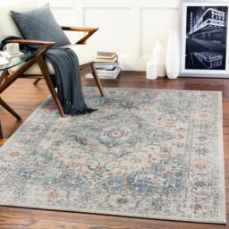 Rackhams Jolie-Vintage Blue Grey Ivory Burgundy Traditional Boho Rug - 160 x 220 cm - thumbnail 1