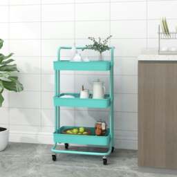 Rackhams 3-Tier Kitchen Trolley Turquoise 42x35x85 cm Iron and ABS - thumbnail 1
