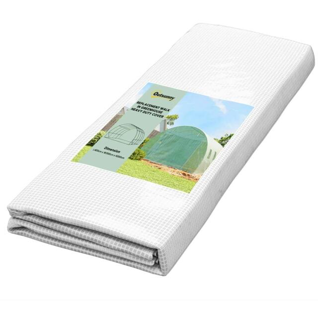 Rackhams 4 x 3 x 2m Polytunnel Greenhouse Replacement Cover ONLY Winter Garden Plant PE Cover with Roll-up Windows Door Outdoor, Green