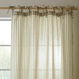 Rackhams Zanzibar Woven Stripe Voile Curtain Panel Green - 140 x 183 cm - Green - thumbnail 2