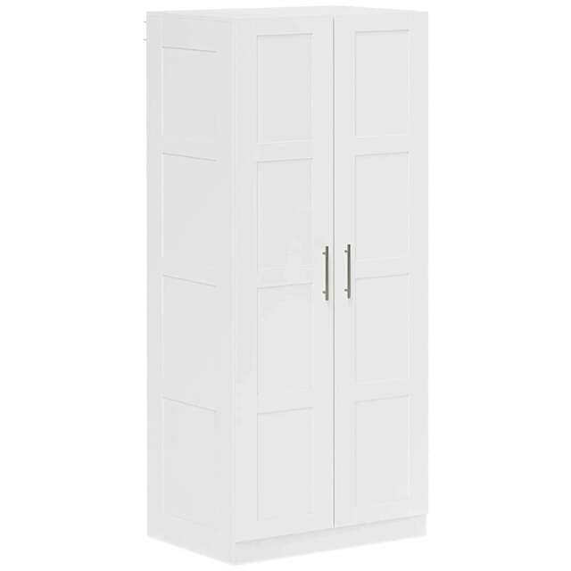 Rackhams Double Paneled Door Wardrobe, with Shelves - White