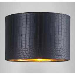 "Rackhams Modern Black Croc Design Faux Leather 12"" Lamp Shade with Shiny Gold Inner" - thumbnail 5