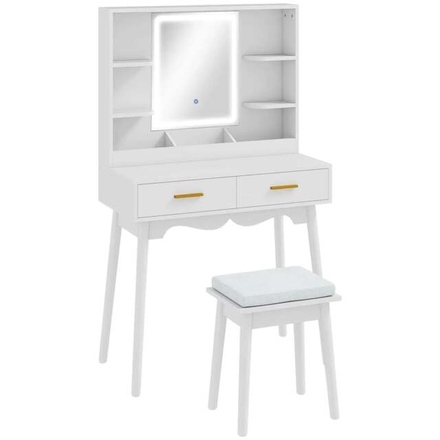 Rackhams Elegant Dressing Table, with LED Mirror - White