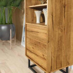 Rackhams Vintage 175cm Loft Retro Industrial Display Cabinet Oak Cupboard - thumbnail 5