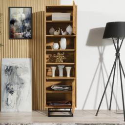 Rackhams Vintage 175cm Loft Retro Industrial Display Cabinet Oak Cupboard - thumbnail 4