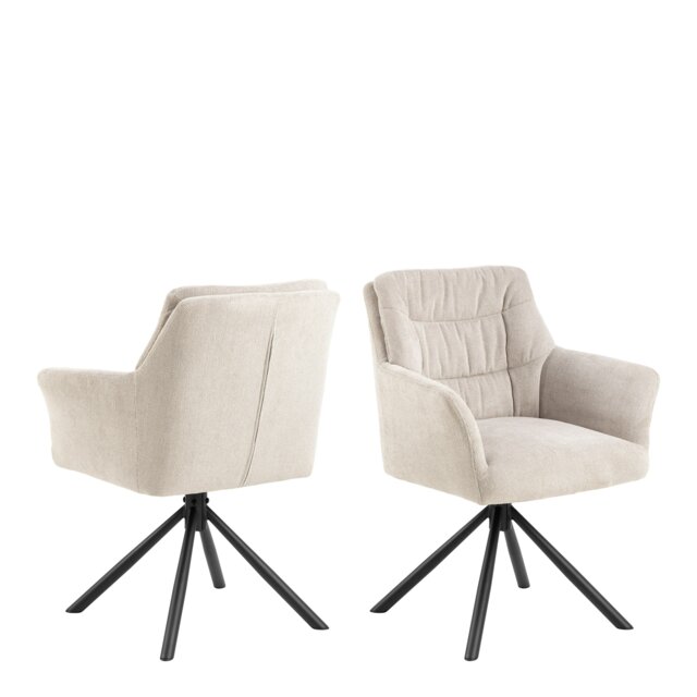 Rackhams Alonso Swivel Cream Dining Chair with Armrest Set of 2 - 1 - image 1