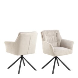 Rackhams Alonso Swivel Cream Dining Chair with Armrest Set of 2 - 1