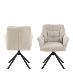 Rackhams Alonso Swivel Cream Dining Chair with Armrest Set of 2 - 1 - thumbnail 2