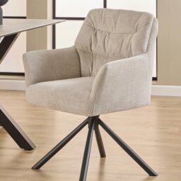 Rackhams Alonso Swivel Cream Dining Chair with Armrest Set of 2 - 1 - thumbnail 5