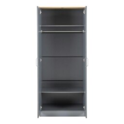 Rackhams Portland 2 Door Double Wardrobe - Grey and Oak - thumbnail 3