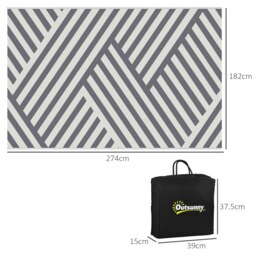 Rackhams Reversible Waterproof Outdoor Rug W/ Carry Bag, 182 x 274cm, Grey - thumbnail 5