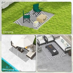 Rackhams Reversible Waterproof Outdoor Rug W/ Carry Bag, 182 x 274cm, Grey - thumbnail 4